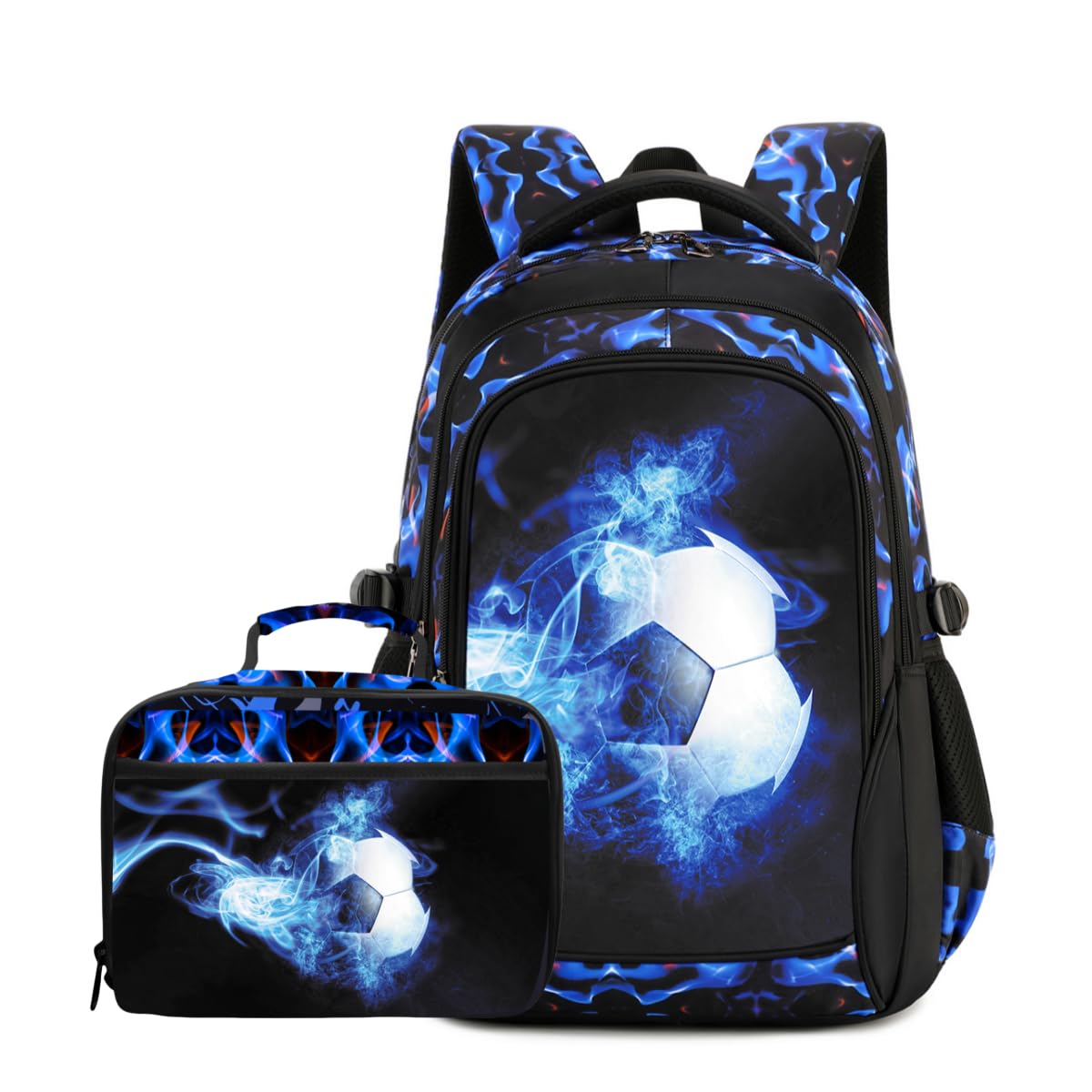 Boys Backpack Kids Bookbag Durable Elementary Middle School Bags Soccer 18in Z-BLUE