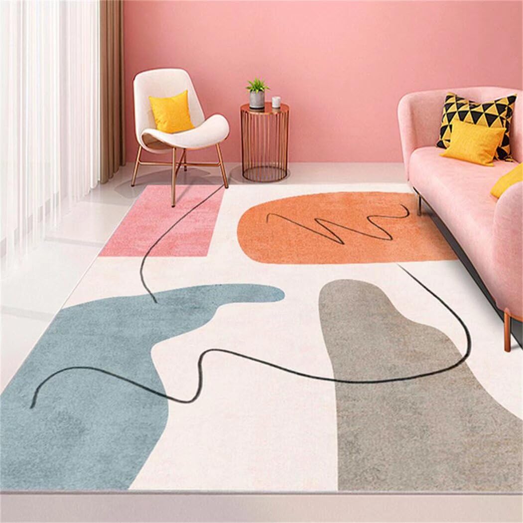 Tapis rectangulaire lavable blanc 120x160 pour cuisine et bureau calme