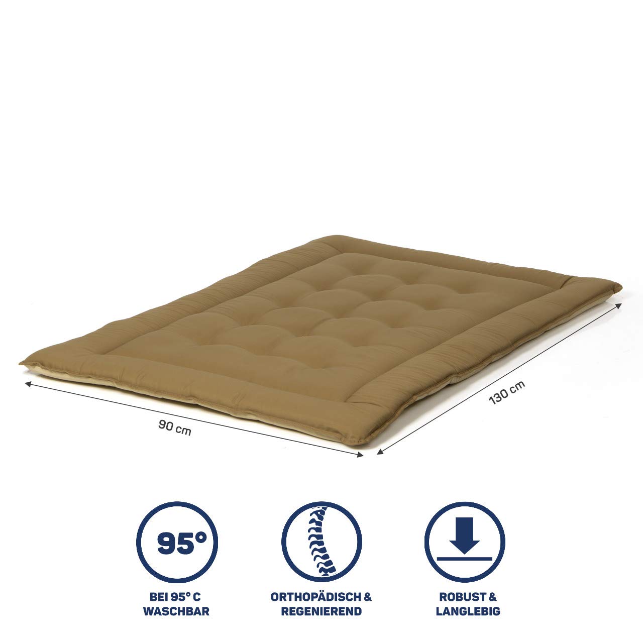 Wallace & Jones | Wendedecke pflegeleicht waschbar bis 95°C - gepolsterte Indoor/Outdoor Liegedecke für Hunde | XL - 130 x 90 cm - Beige/Braun
