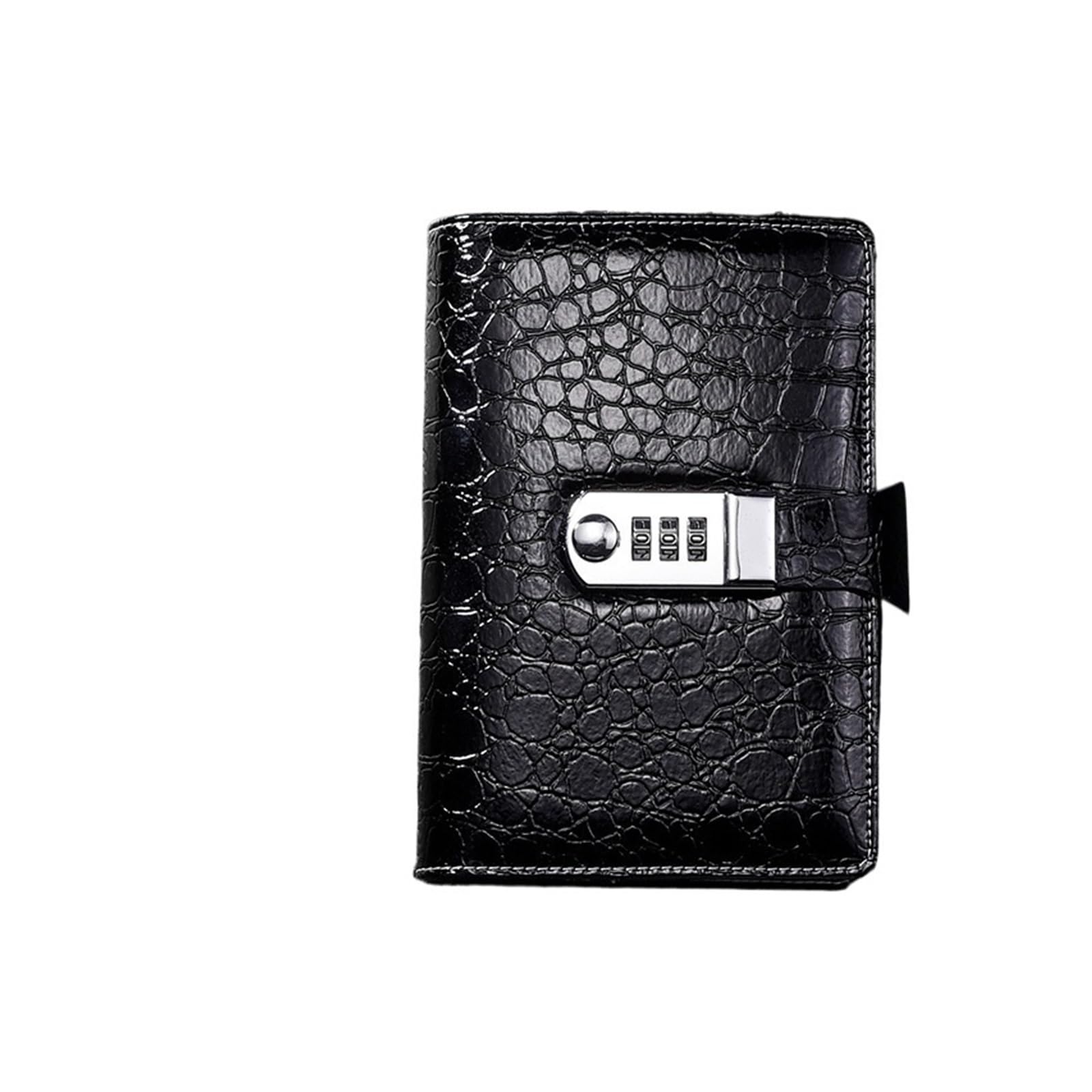 LYHYDMA Notebook A6 A5 Binder Notebook Vintage Luxury Crocodile Textured Leather Diary Password Notes Book with Lock Office Agenda Man Gift For study, work(A6 Black)
