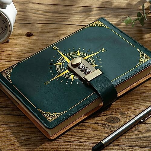 Carnet de notes A5 en cuir vintage avec cadenas à code robuste - 7