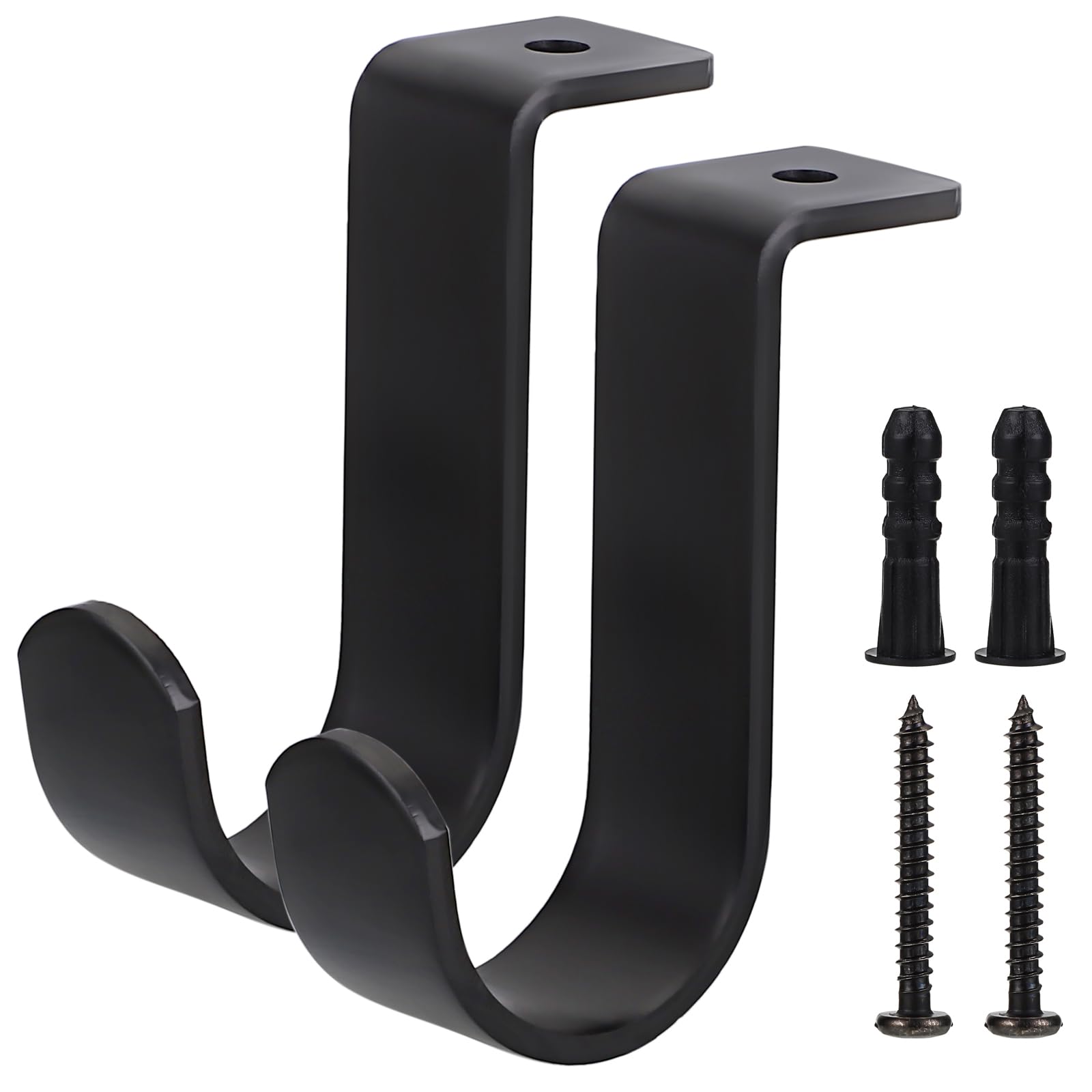Sumnacon 2Pcs Ceiling Mount Curtain Rod Brackets,Metal Single Curtain Rod Hanging Brackets for 5/8-1Inch Rod,Heavy Duty Rod Bracket for Living Room Bedroom Curtain Drapery Rod, Black