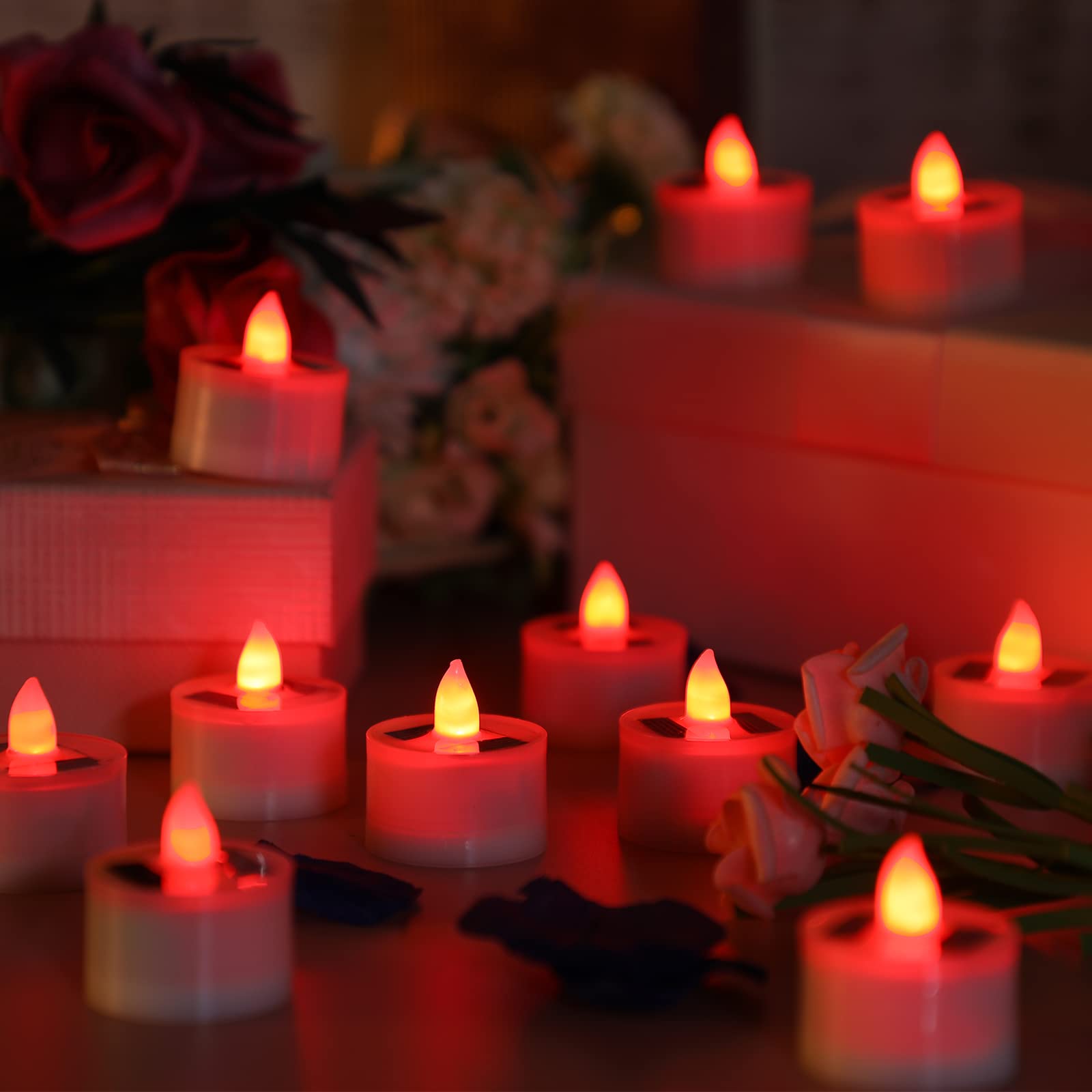 Macarrie 36 Pieces Solar Candles Outdoor Christmas Candles Flameless