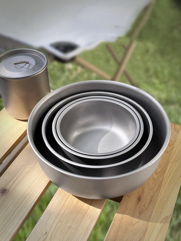 1PC Outdoor Pure Titanium Bowl 700ML, Portable Single-layer Tableware Suitable For Home Or Camping
