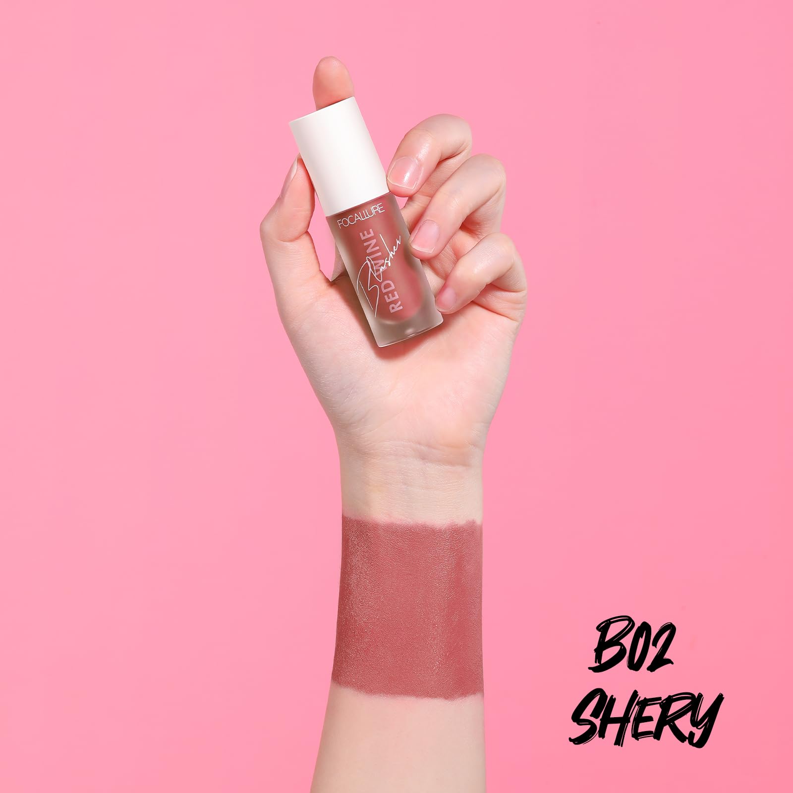 Maquillaje líquido rubor, un acabado fresco y saludable, rubor facial impermeable de larga duración para mejillas, fácil de crear un maquillaje natural de niebla de terciopelo, jerez B02 3