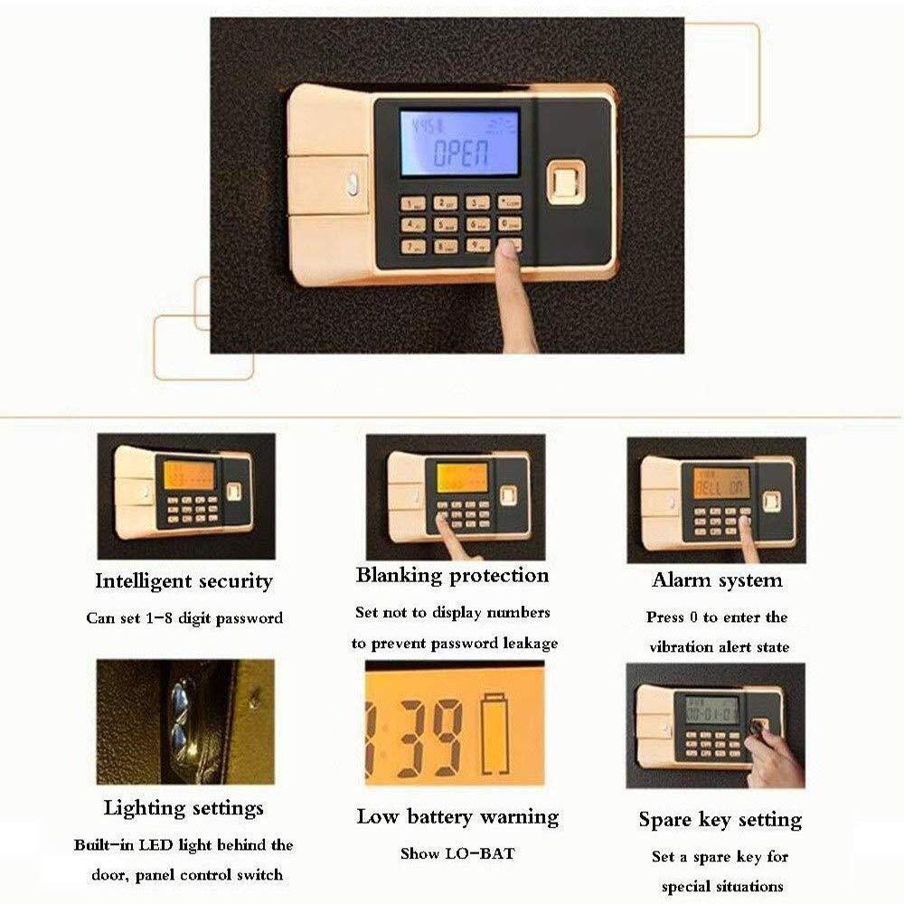 Safe Household Small Password All Steel Anti-Theft Wall Bedside Closet Office 36CM Safe Fireproof, Waterproof, Anti-Crushing and Anti-Drilling Document Key Box strongbox