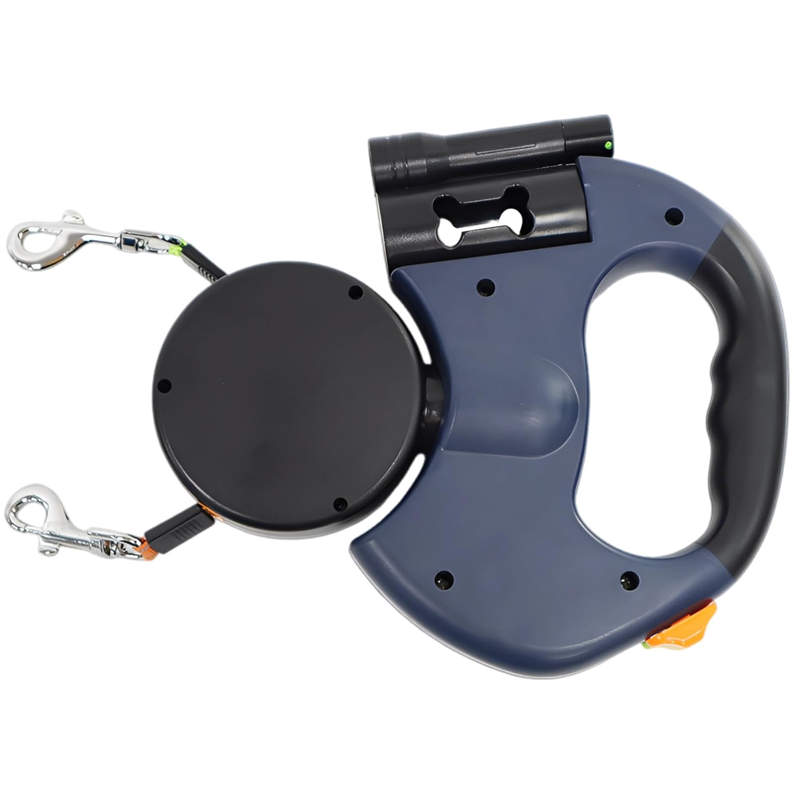 Ausziehbare Doppelleine für Hunde, 3 m / 9,8 ft ohne Verheddern, ergonomischer Griff, Einhandbedienung, tragbare Hundeleine für Zwei kleine bis mittelgroße Hunde