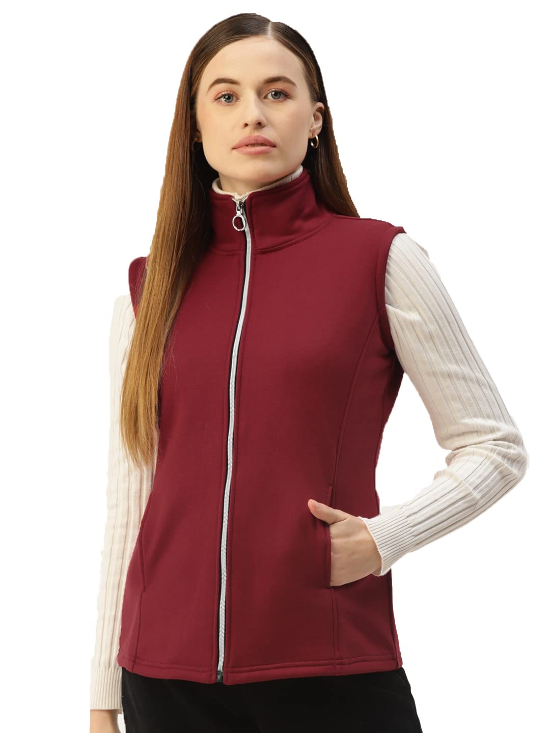 Women Solid Sleeveless Tailored Jacket