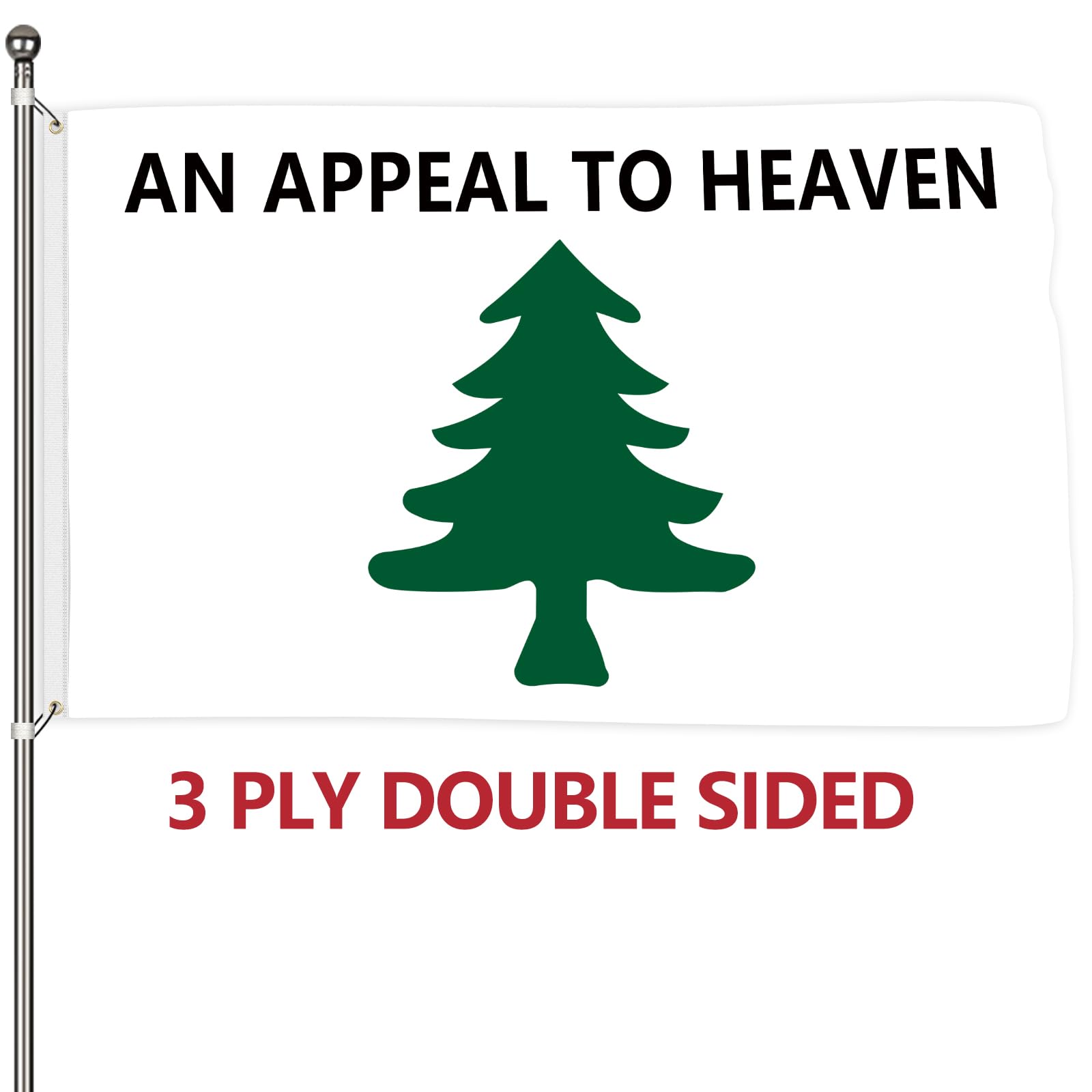 Appeal To Heaven 3x5 Ft Double Sided Printed 3 Ply Pine Tree Flag An Appeal To Heaven Decorations Outdoor Heavy Duty Party Supplies Hanging Decor for Indoor Outdoor Garden,Lawn,Yard Decor