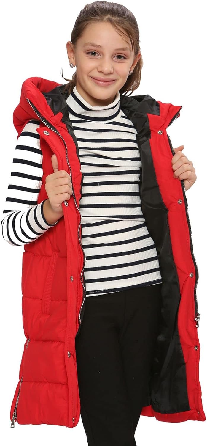 Kids Girls Fashion Oversized Gilet Long Line Style Jacket Long Sleeveless Coat