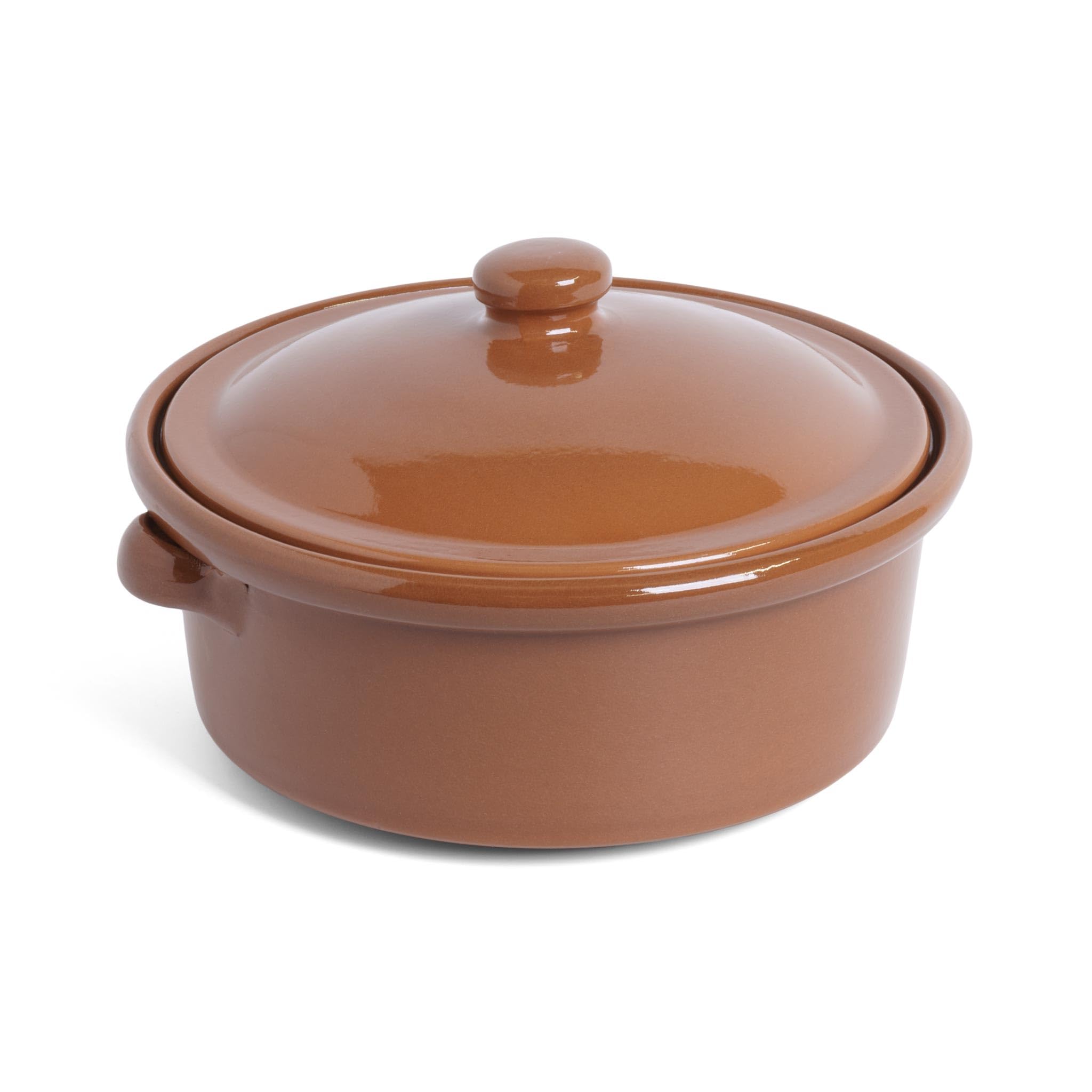 SB116 Natural Terracotta 2 Litre, Round Casserole Dish, 24cm, Brown