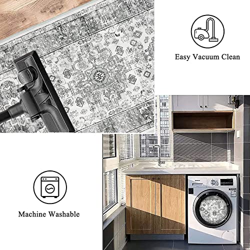 Pauwer Boho Hallway Runner Rug 2x6 Washable Entryway Area Rugs Non Slip Farmhouse Vintage Floor Mat Carpet Runner for Hallways Laundry Room Kitchen Bathroom Bedroom