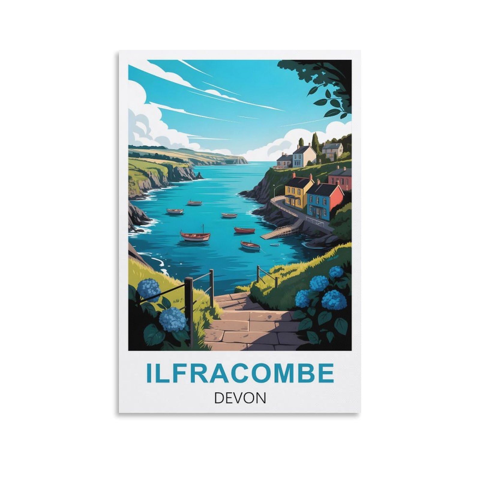 EZMLFA 5D Diamond Painting Kits,Ilfracombe Devon Diamond Art Kits Adults, Create Your Own Diamond Painting Full Drill Gifts for Home Decor 30x40cm