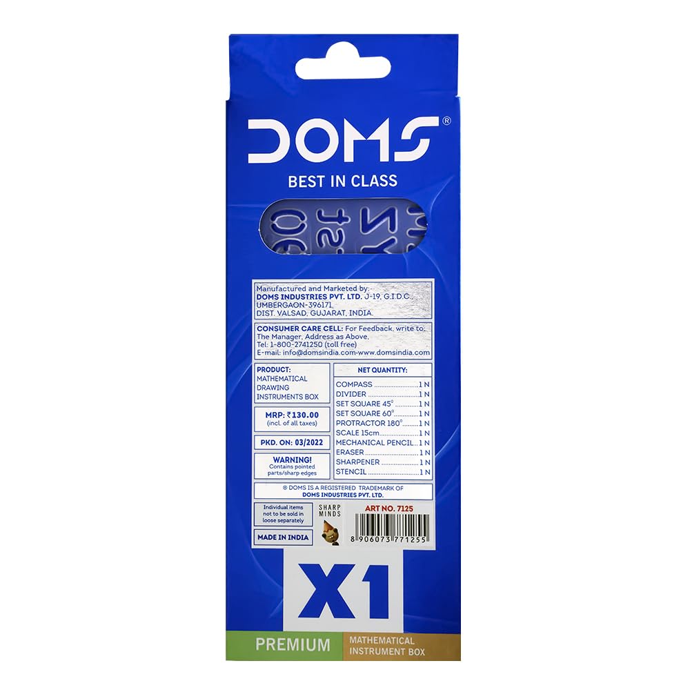 Doms X1 Premium Mathematical Drawing Instrument Box | Best In Class | Ensures Accuracy & Perfection | Geometry Box For Students | Set of 10 Instruments - Image 4 thumbnail