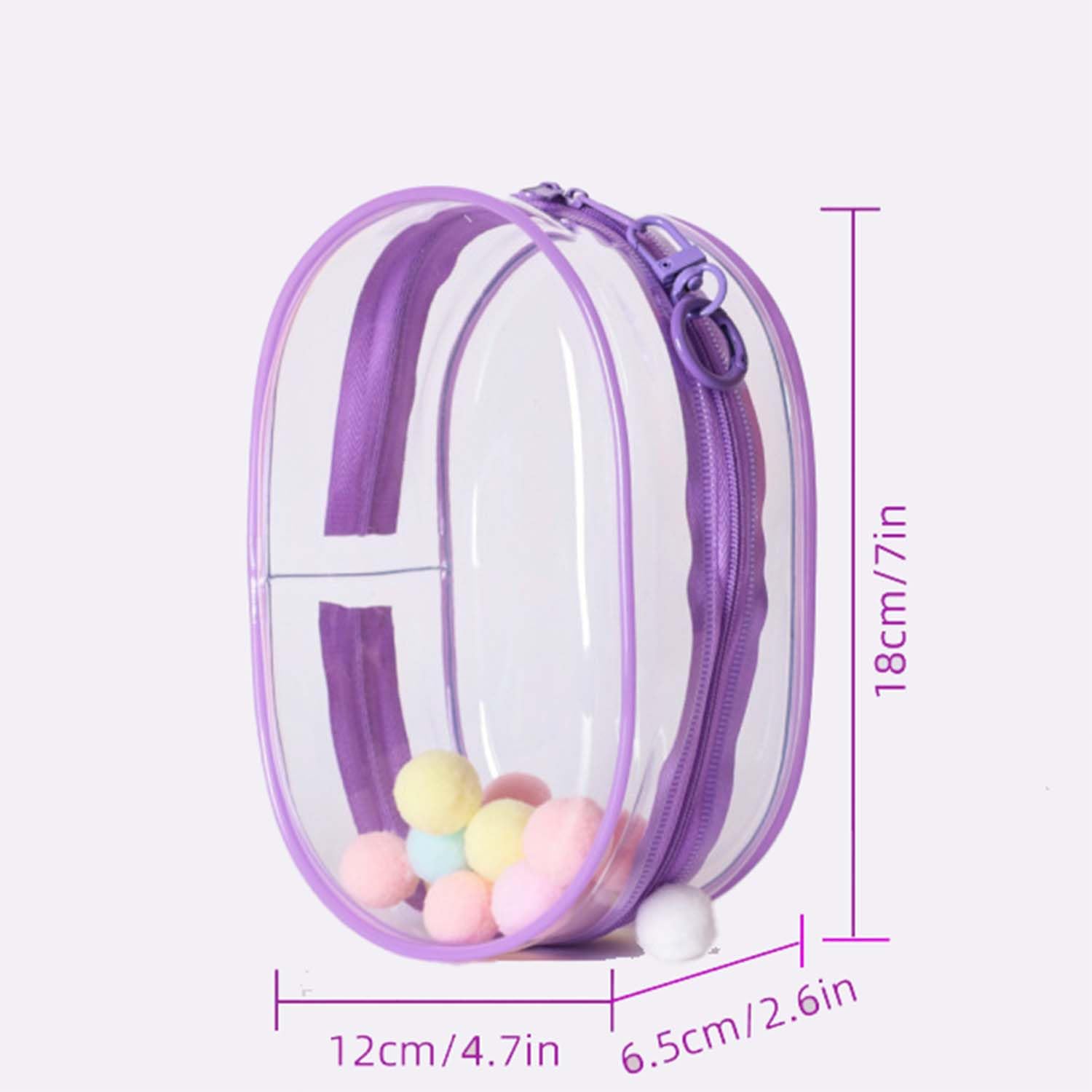 2Sets 18CM Crystal Clear PVC Doll Display Case, Hanging Dust-Proof Protector with Pompom Keychain - Image 2