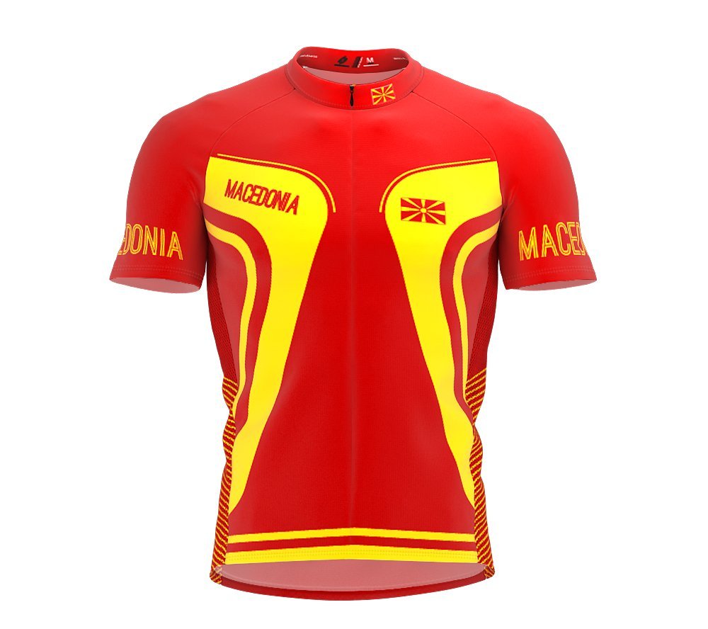 Macedonia Full Zipper Bike Short Sleeve Cycling Jersey for Men - Size XL Multicolored