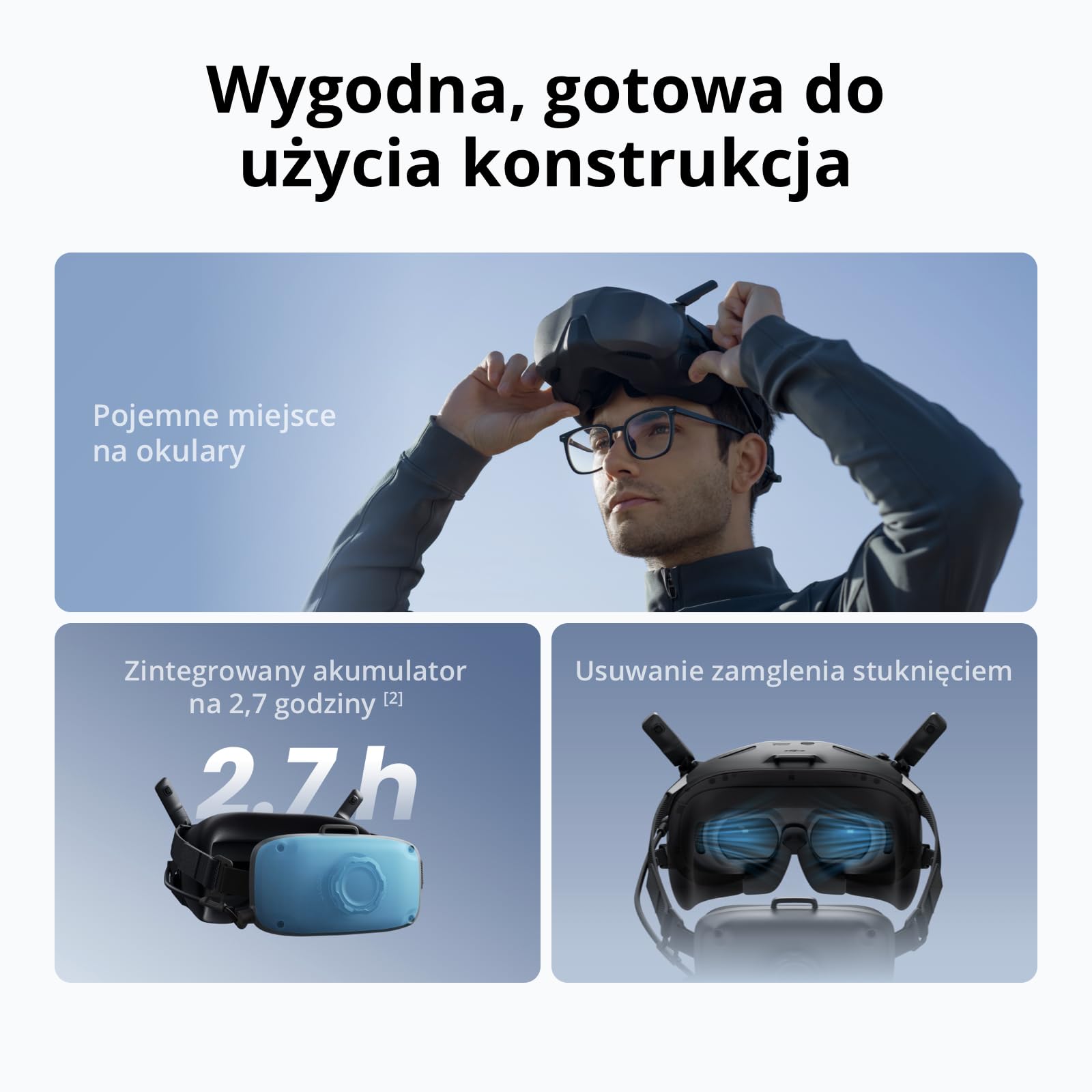 DJI Goggles N3, gogle FPV z ultrapanoramicznym ekranem 1080p, wciągające wrażenia z lotu, gogle FPV do drona, bezprzewodowa transmisja strumieniowa, gogle do dronów, zestaw gotowy do użycia, kursor AR