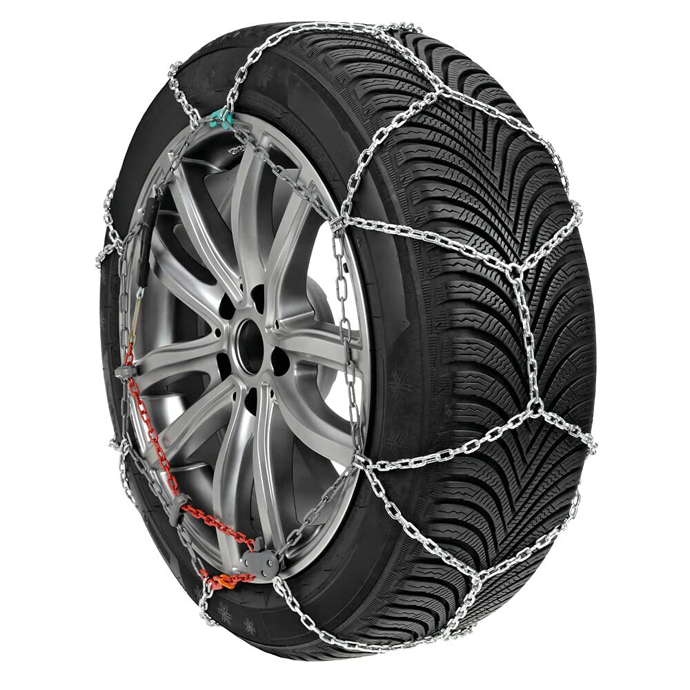 CATENA DA NEVE PER AUTO RUOTA 145/65 15" CERCHIO 15" COPPIA DI CATENE PER PNEUMATICI AUTO MAGLIA 9MM OMOLOGATE SU STRADA GHIACCIO CAVO IN ACCIAIO ANTIRUGGINE