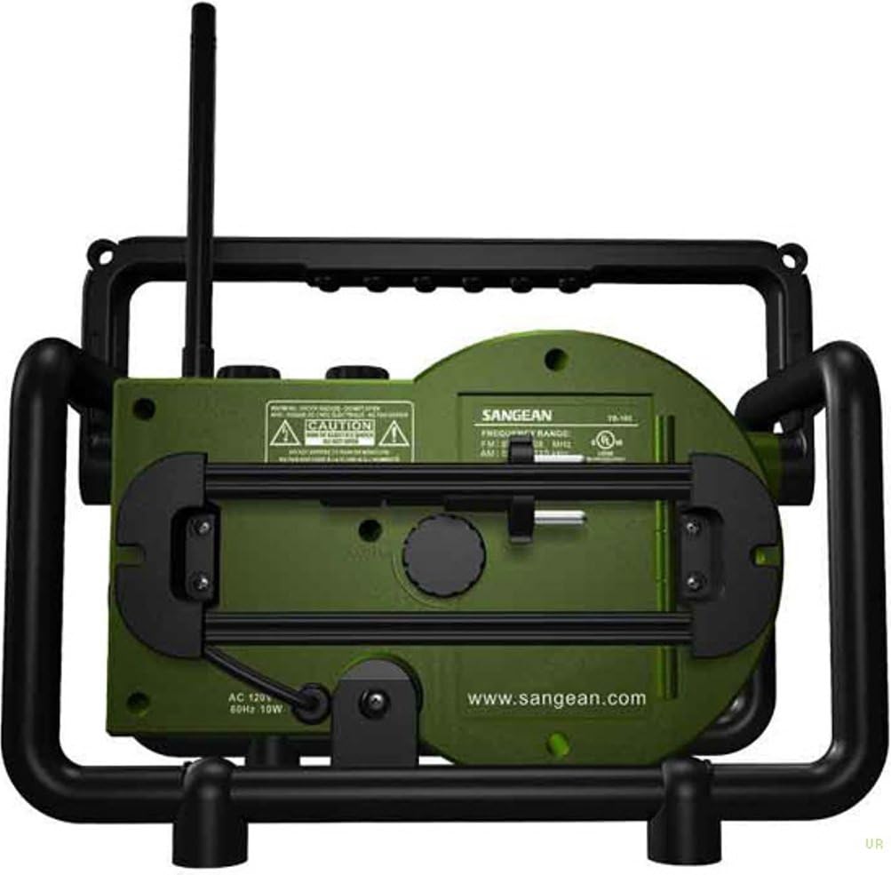 Sangean TB-100 TOUGHBOX FM/AM Aux Ultra-Rugged Digital Radio with Built-in Battery Charger, Green