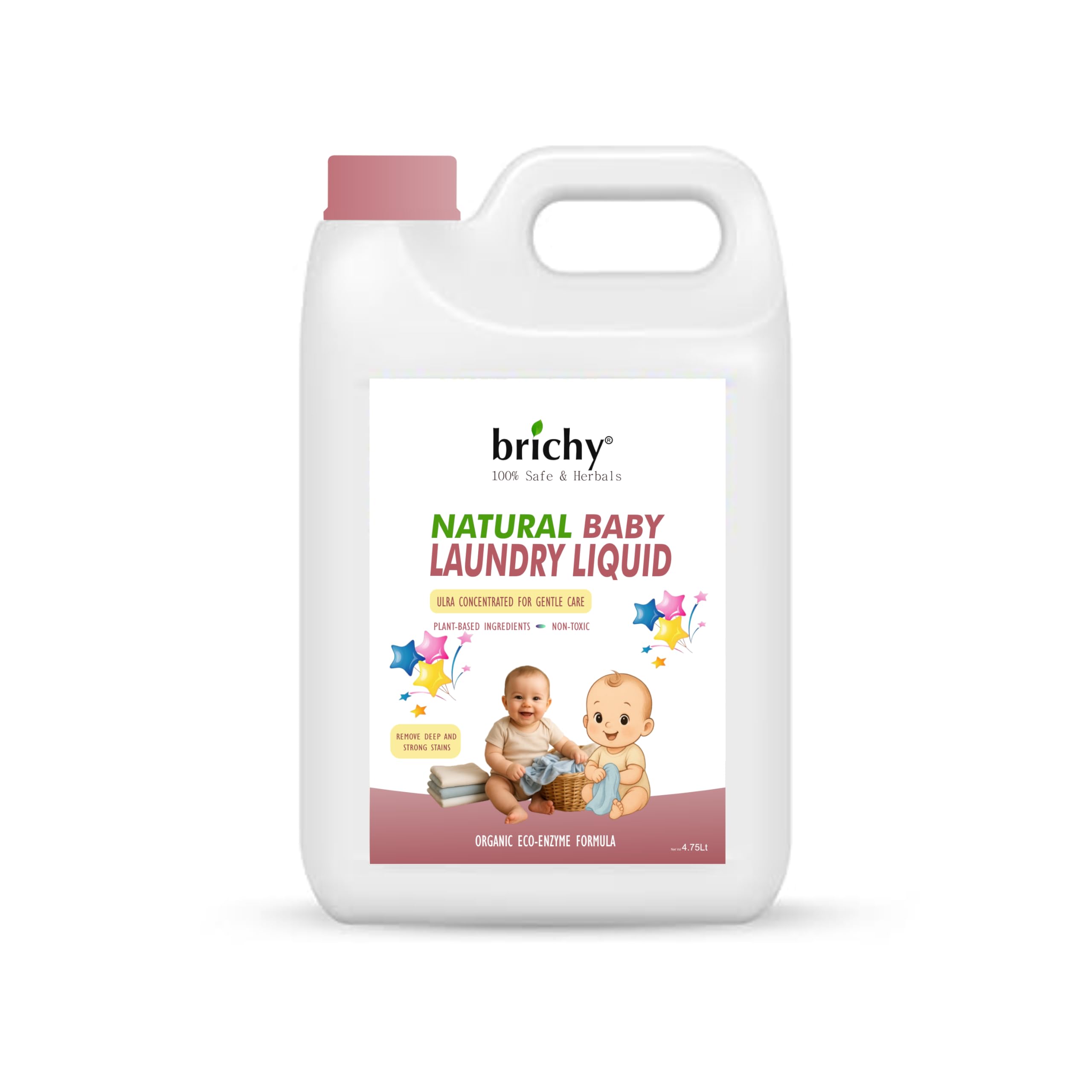 brichy natural Plant Powered Baby Laundry Liquid Detergent With Bio - Enzymes and Eucalyptus Oil | Without Dyes & Optical Brighteners -5 Litre-image-8