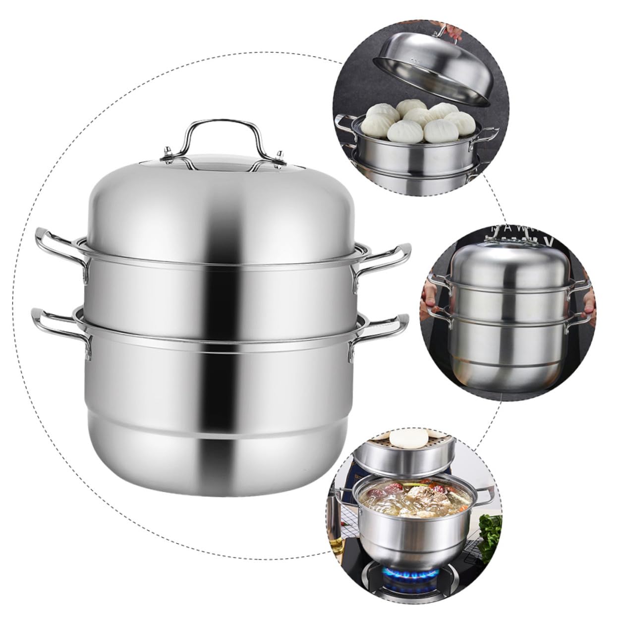 Dampfgarer für Hausgebrauch 28cm Edelstahl, Induktionsgeeignet