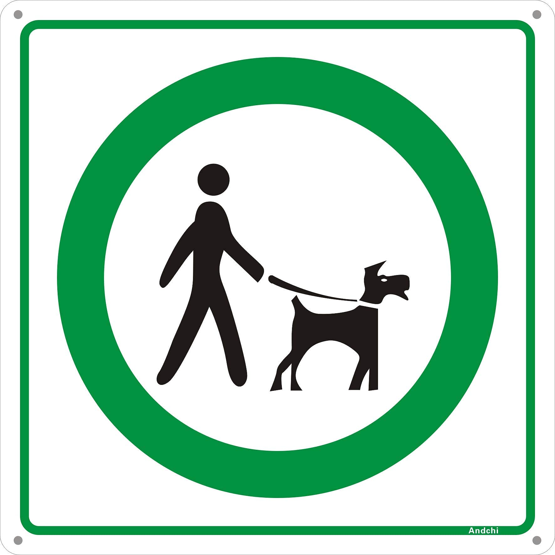 Andchi 2 pezzi cartelli Tieni il cane al guinzaglio per tenere i cani al guinzaglio cartello, cartello rettangolare in metallo e alluminio, dimensioni 300 x300 mm