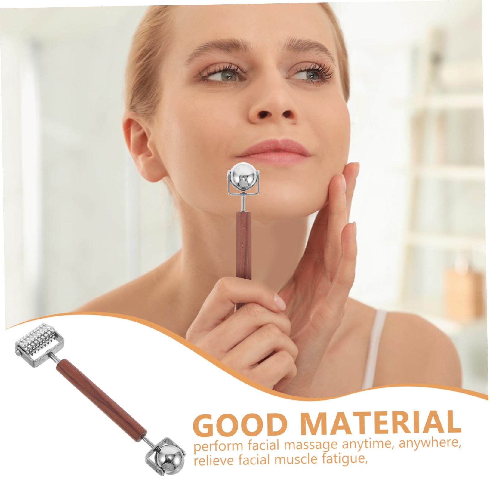 INOOMP Masaje Facial Manual Bastón de Masaje Facial Rodillo de Ojos de Doble Extremo para Antienvejecimiento Cuidado Piel Ojos
