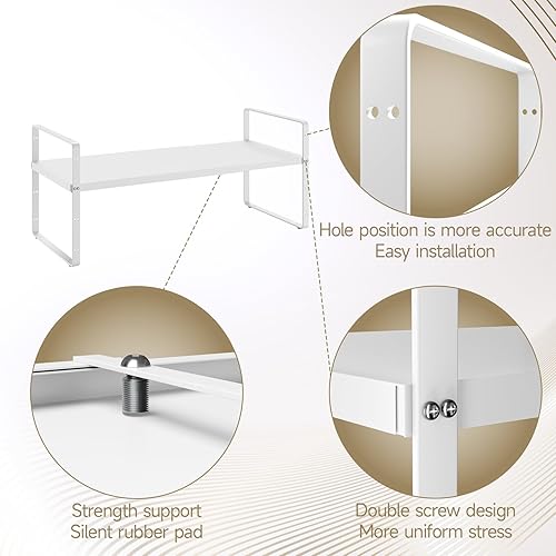 Miniatura 4 de Organizador de estante expandible de 16.5 a 27.1 pulgadas, 1 paquete de organizadores de estantes apilables de 8.1 pulgadas de ancho, almacenamiento