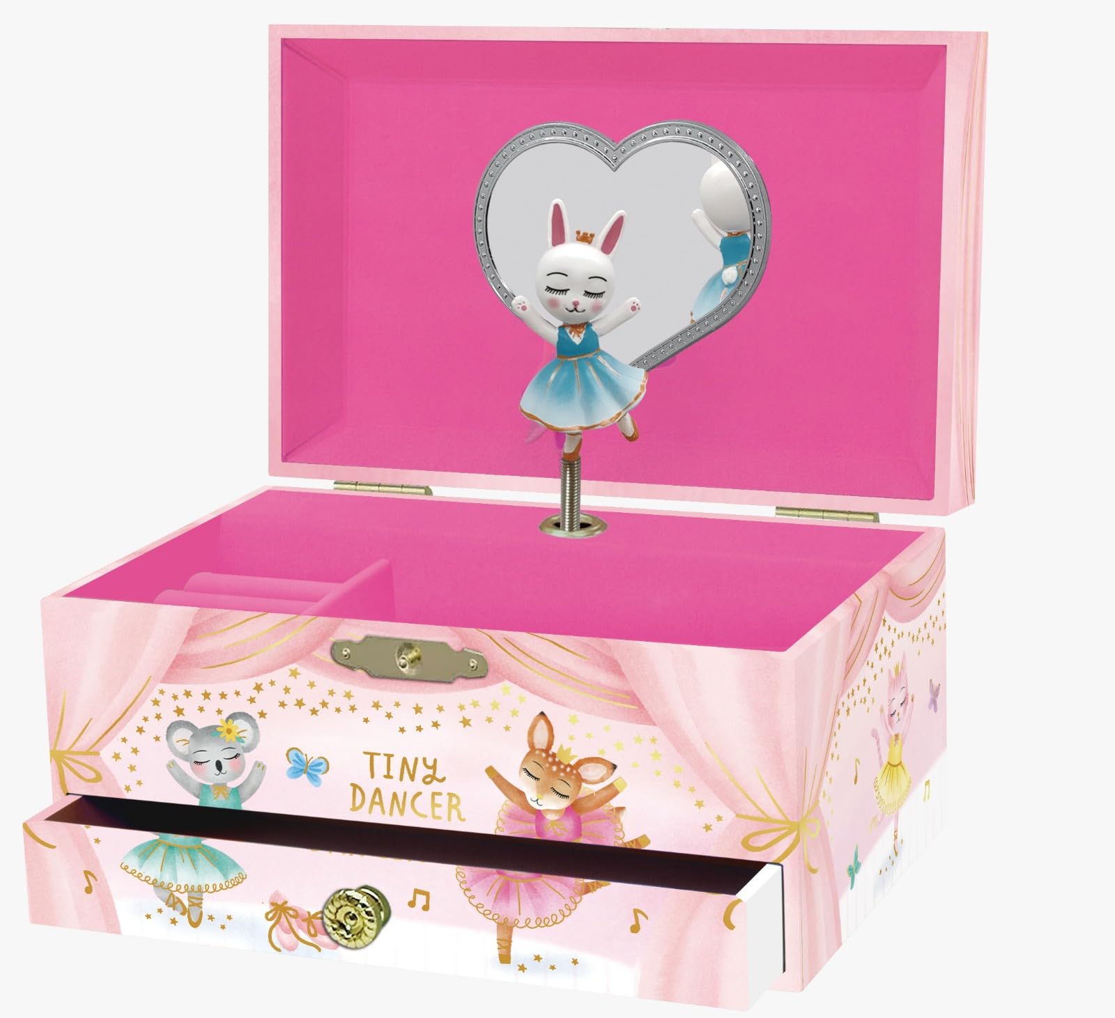 Giggle & Honey Musical Ballerina Jewellery Box for Girls - Childrens Music Box, Pink, 18.2 x 13.3 x 9.9 cm