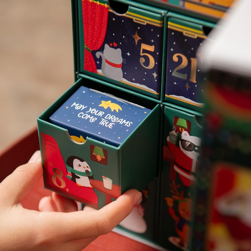 Legami - Calendario dell'Avvento 2025, 24 Sorprese tra cui 1 Penna Cancellabile in Edizione Limitata, Riutilizzabile, Resistente, Dettagli in Lamina e Glitter, 33 x 39 x 6.7 cm