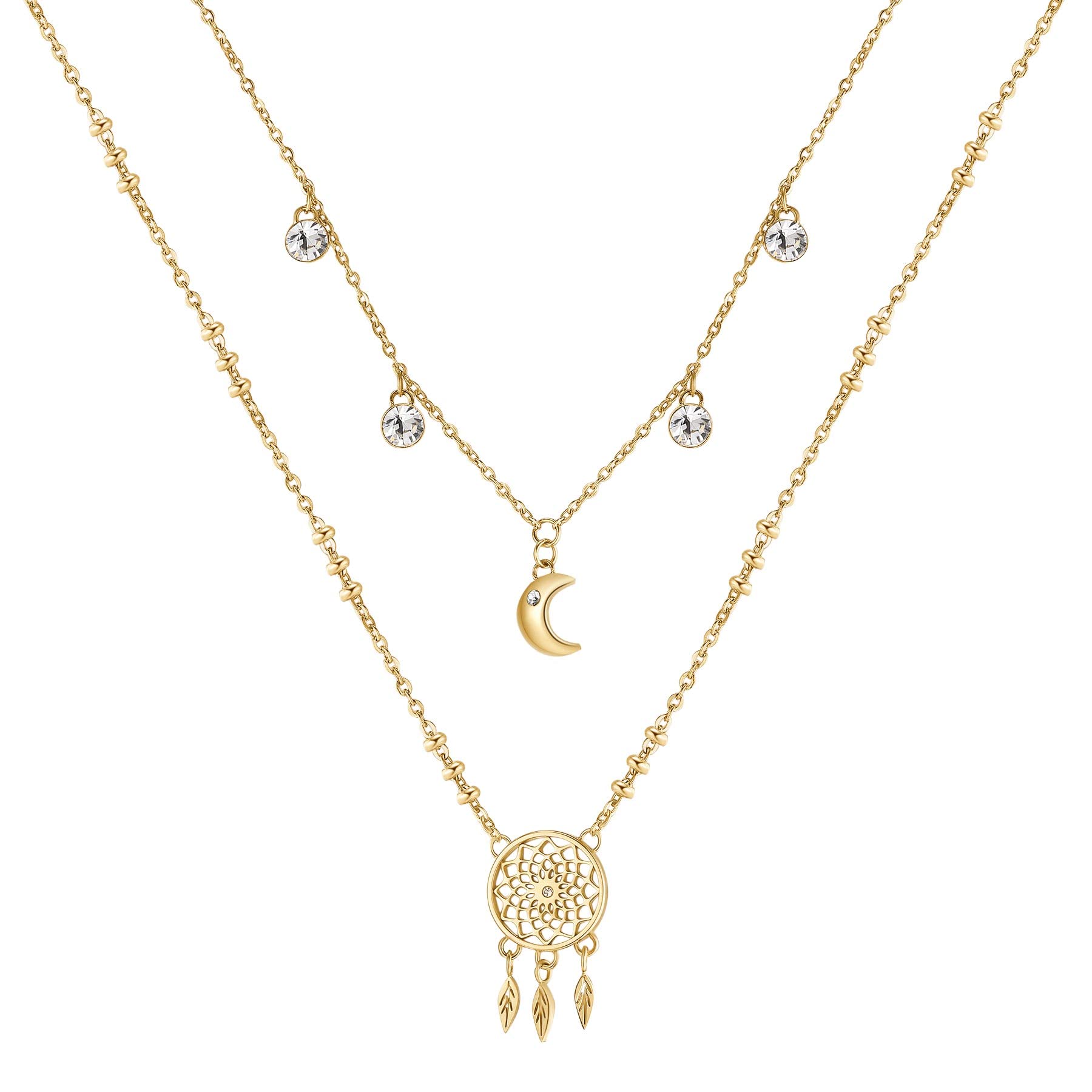 Brosway Collana Donna, Collana in Acciaio e Cristalli con Simbolo Acchiappasogni | Collezione Chakra - BHKN067