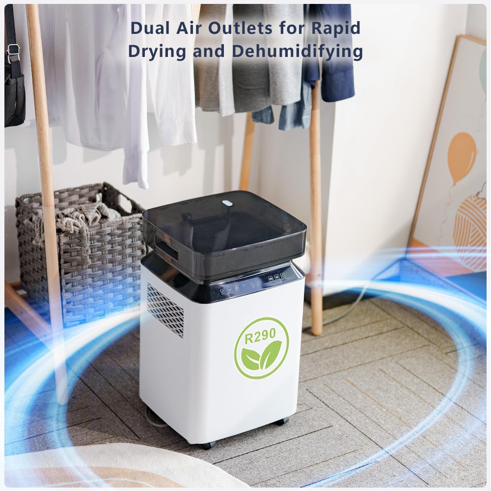 Kalopsia Deumidificatore Elettrico Professionale Commerciale: 80L/Giorno Grandi Ambienti 170㎡ Antimuffa con Pompa di Scarico Continuo Timer Portatile per Casa Ufficio Cantina Bagno Garage Stanza