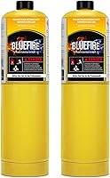 Vista 1 de BLUEFIRE (2) cilindro de gas MAPP moderno de 14.1 onzas, 99.9% de propileno de alta pureza igual a MAP-PRO más caliente que el combustible