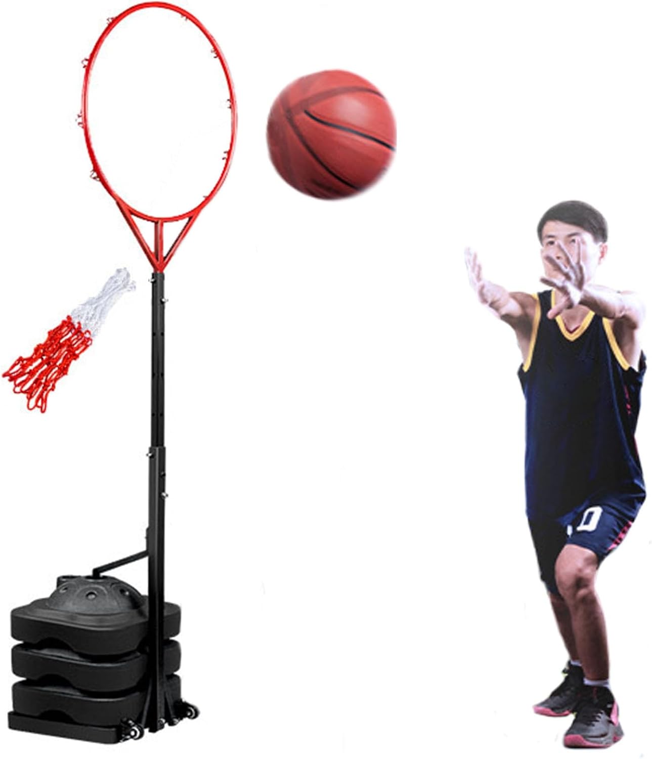 LXLZYXSF Floor Basketball Passing Trainer with Water-Filled Base, Adjustable Height Basketball Passing Training Stand, Sports Equipment (Size : 120-160cm(47.2-63inch))