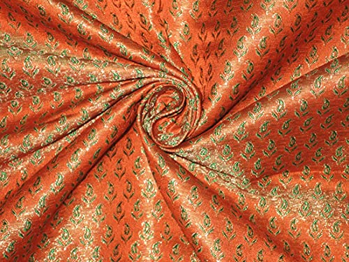 Tissu brocart de soie orange vert doré 11,7 cm The Yard BRO147