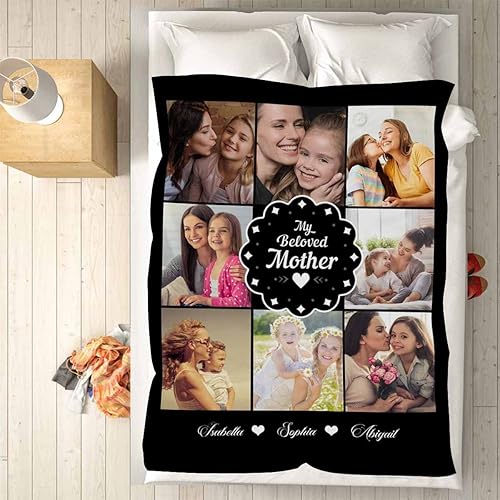 Miniatura 8 de Mantas personalizadas con fotos y texto, hecha en Estados Unidos, manta personalizada con imagen conmemorativa para mamá, regalos personalizados