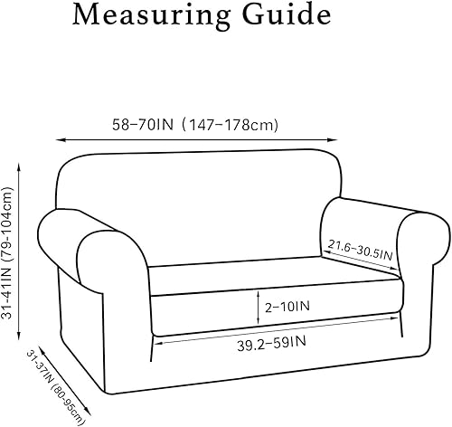Vista 39 de Turquoize - Funda elástica para sofá de 2 piezas y 3 cojines, funda protectora lavable con elástico en la parte inferior, tela jacquard gruesa