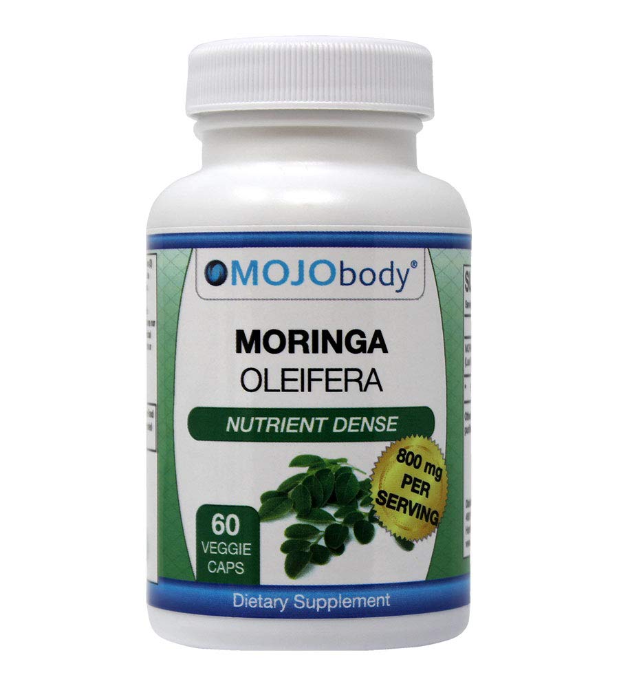 Moringa Oleifera, Pure Freeze Dried Moringa, Natural Vitamins and Minerals 60 Capsules per Bottle, 800 mg per Serving.