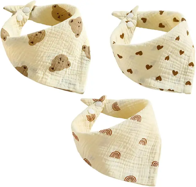 Bavoirs Bébé Bandana 3 Pièces - Absorbants et Réglables - Unisex