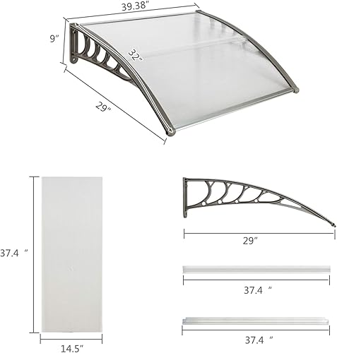 Miniatura 2 de Toldo para ventana, toldo moderno de policarbonato para puerta delantera, toldo para patio, cubierta para puerta de ventana, para lluvia, nieve,