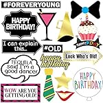 Funny Birthday Photo Booth Props - 47 Pieces - 21st - 30th - 40th - 50th - 60th - 70th - 80th - 90th - Birthday Party Supplies, Decorations and Favors Multi Color - Image 4