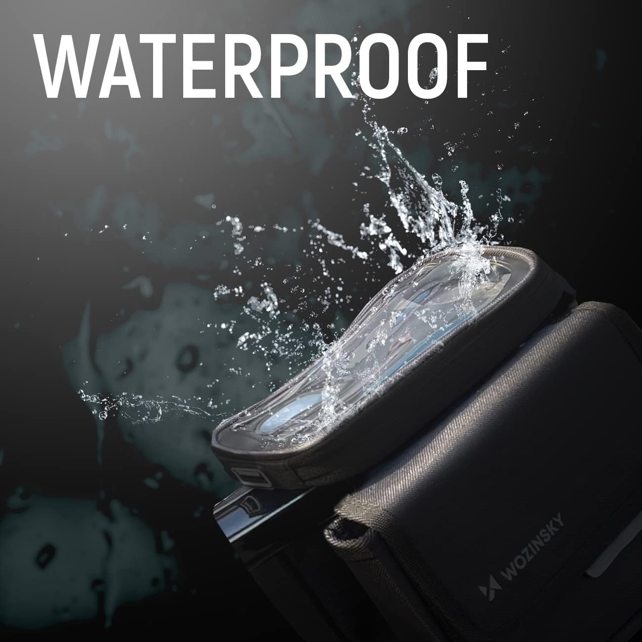 WOZINSKY torba rowerowa na ramę, torba na rower, wodoodporna torba rowerowa z wbudowanym etui na telefon max 6,7 cala