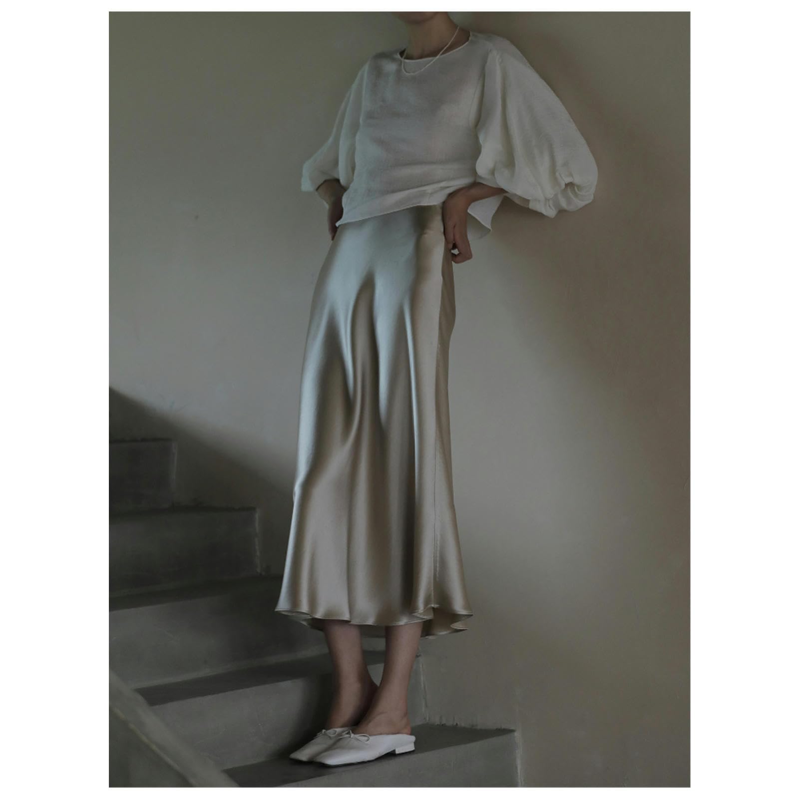 MdybF Spódnice damskie moda spódnica damska linia A wysoka talia eleganckie spódnice długie letnie spódnice