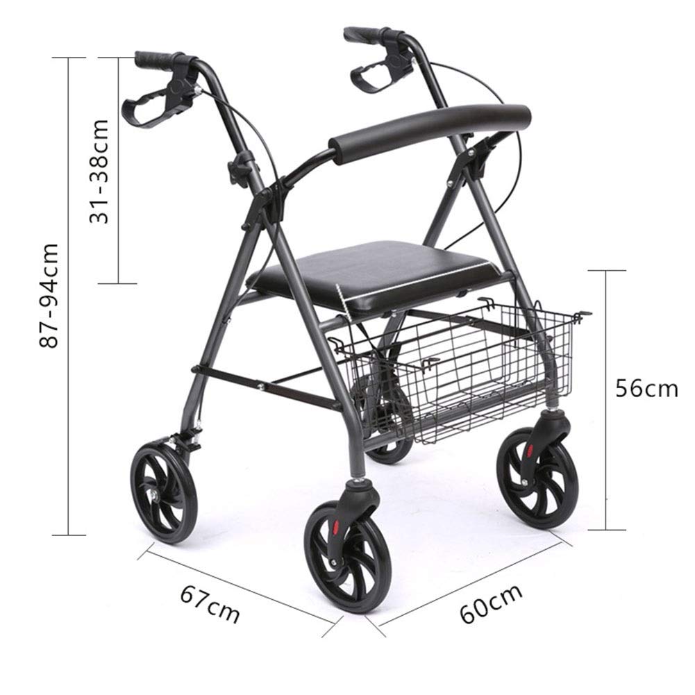 Chodzik dla seniorów, chodzik medyczny na kółkach, chodzik czterokołowy, wózek na zakupy spożywcze Old Man, składany, maksymalne obciążenie 100 kg