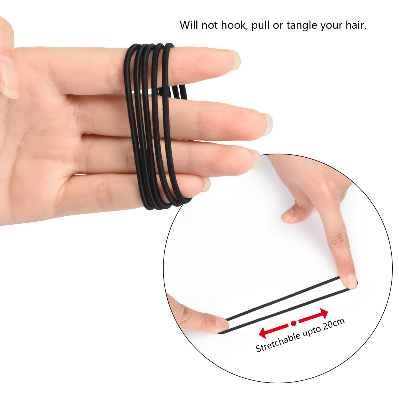 100 Elastici Per Capelli Neri Senza Cuciture – Morbidi E Resistenti Per Capelli Spessi E Ricci