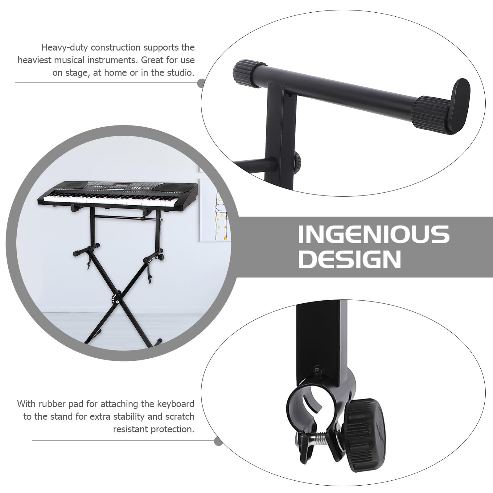 MAGICLULU Support Clavier Piano Fer Robuste et Hauteur Double Antidérapant pour Scène et Maison