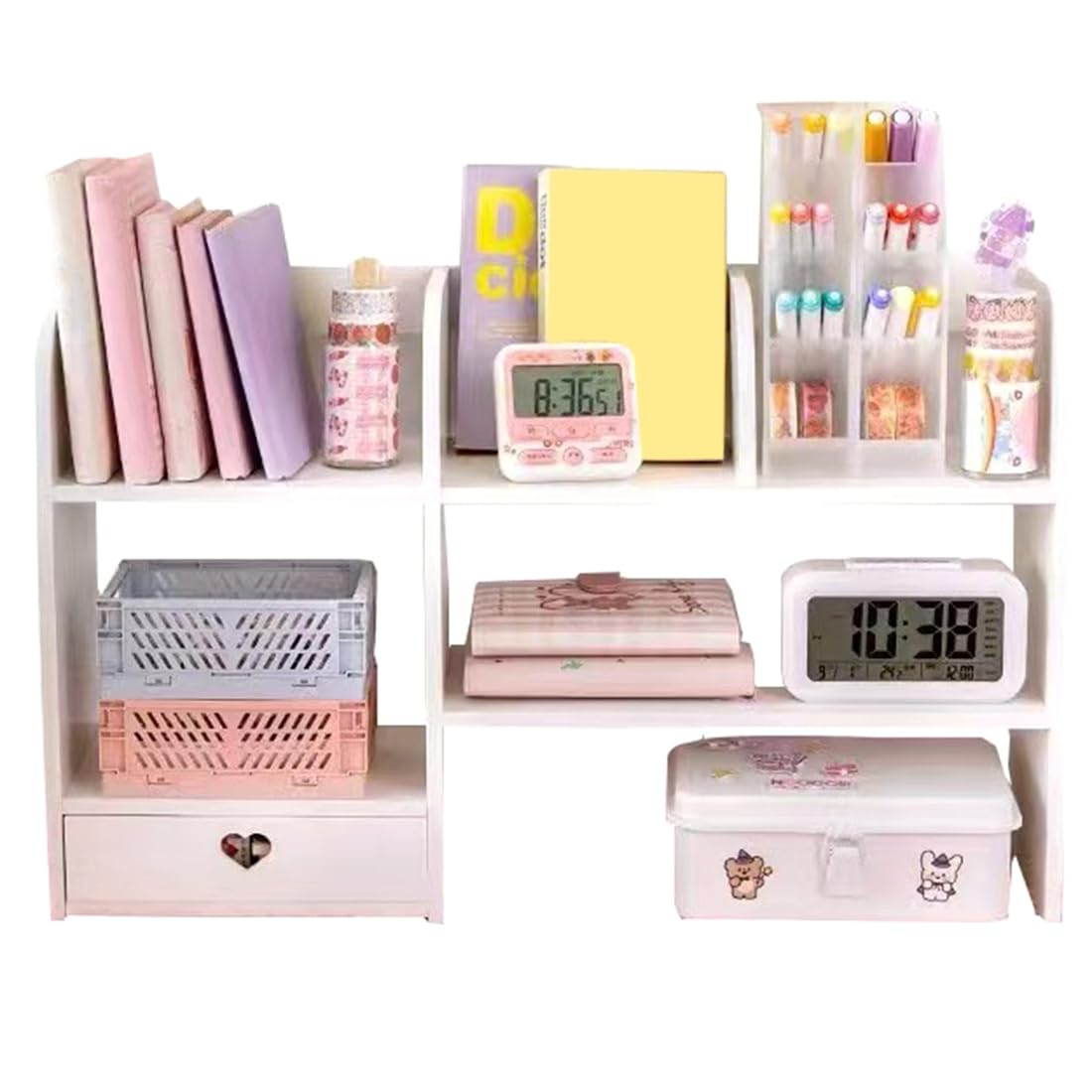 Jnchdghwa Stationery Desktop Organizer Rack Double-Layer Desk Accessories Cosmetics Organizers Storage Shelf