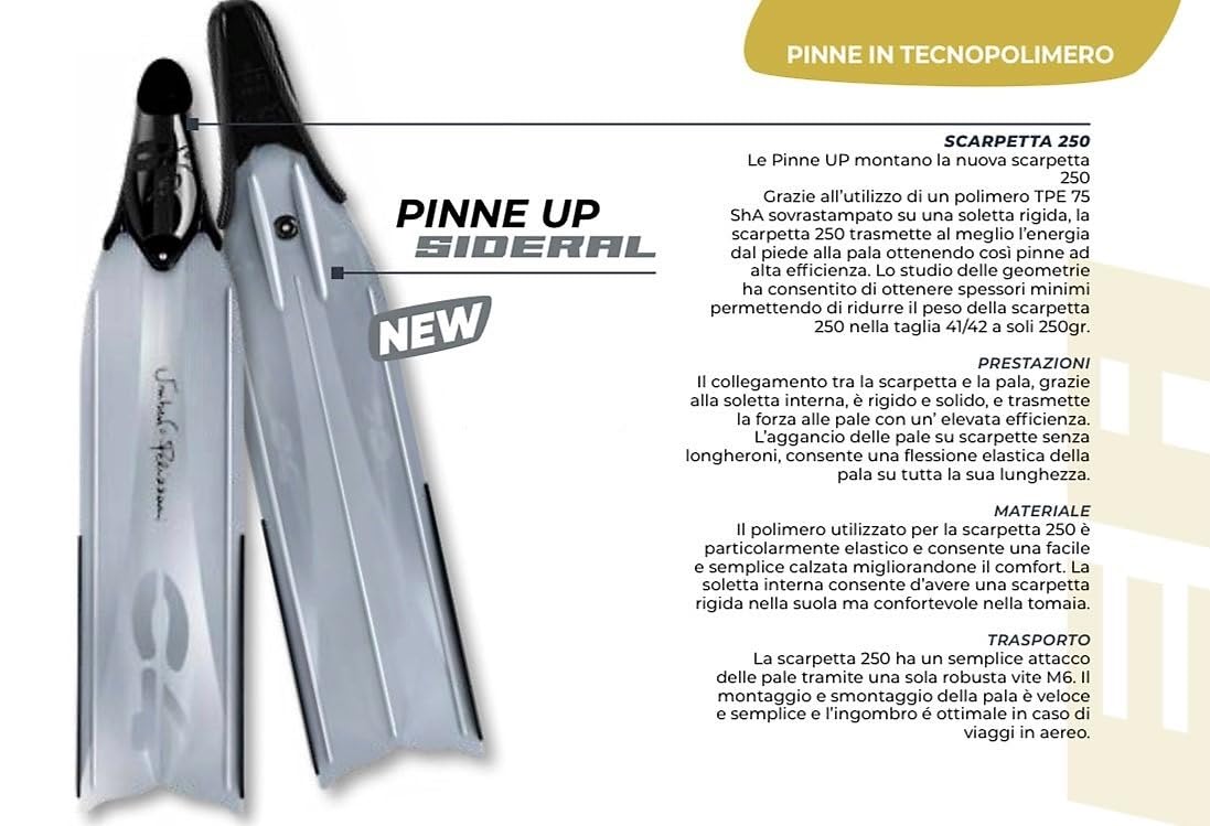 C4 Umberto Pelizzari - Linea Flare Freediving Glam - Pinne - Maschere - Snorkel Sideral e Aurea Apnea Pesca Subacquea