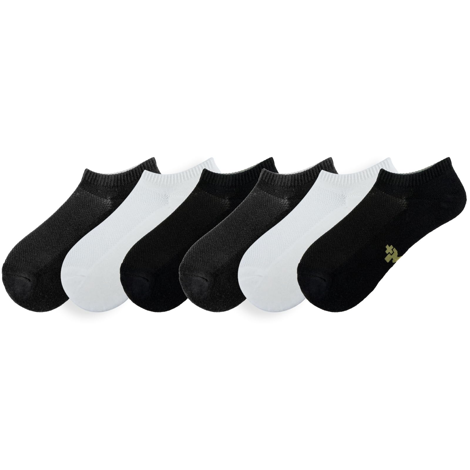 +MD No Show Socks for Women and Men, Viscose Bamboo Soft Athletic Running Moisture Wicking Short Casual Sports Socks 6 Pairs, 2Black/2White/2Grey14-16
