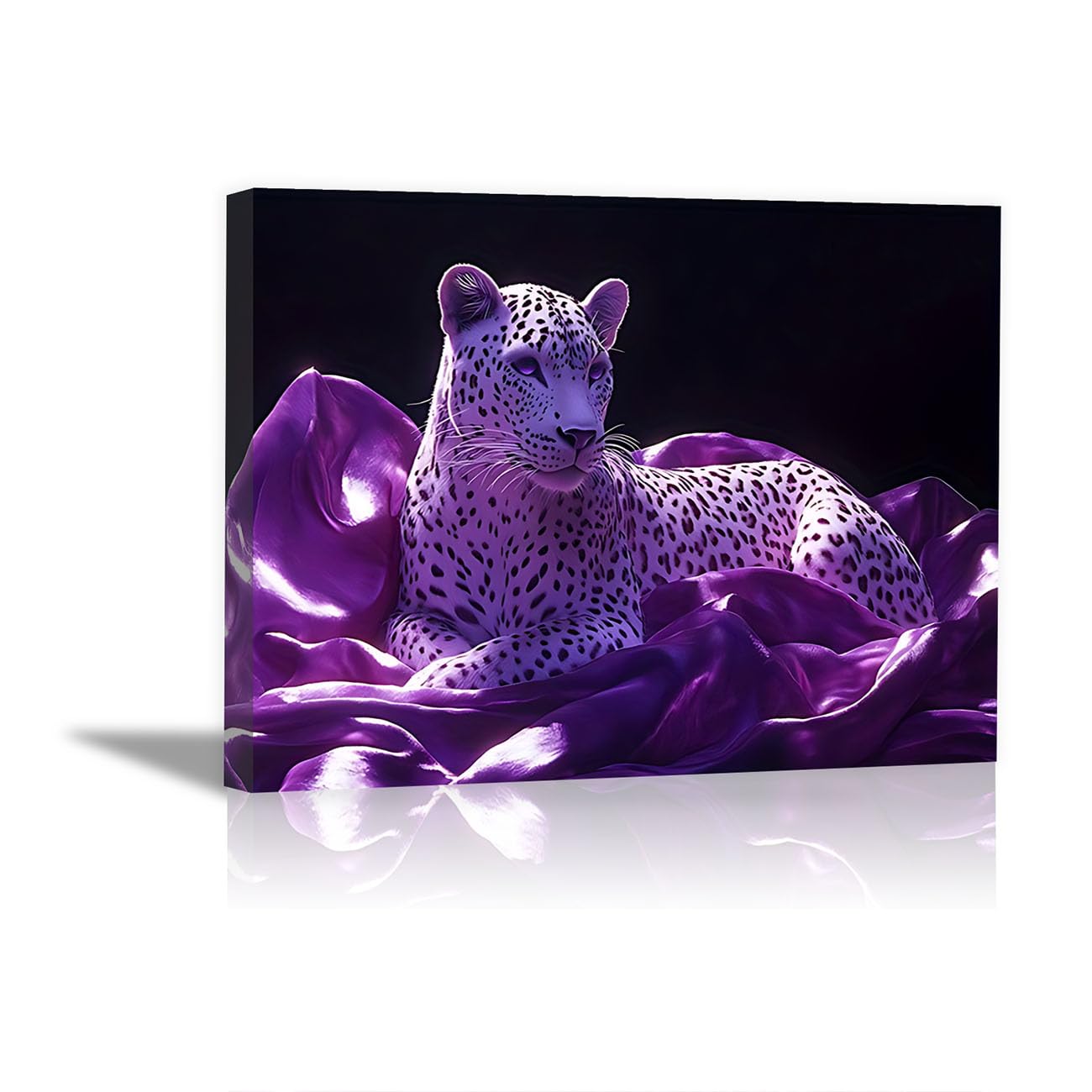 TODOAA Funny Bathroom Wall Art Abstract Leopard Mural Vintage animal Artwork Prints, Abstract Styles Wall Decor for Living Room, Bedroom, Kids room Decor(Purple 8)-80x120cm Framed — image 1